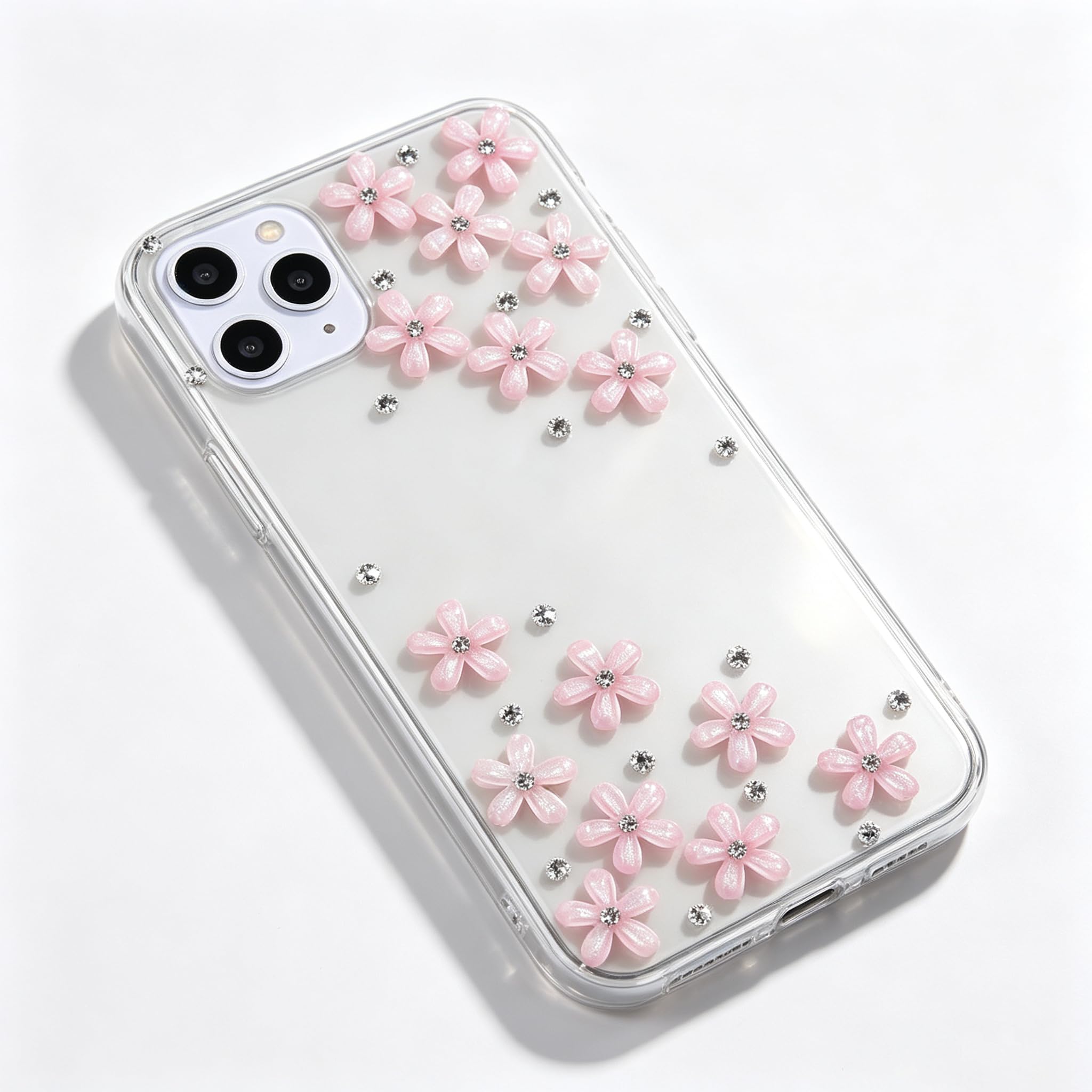 Amazon.co.jp: 対応 iPhone17ケース ピンク 桜 花柄 ラインストーン