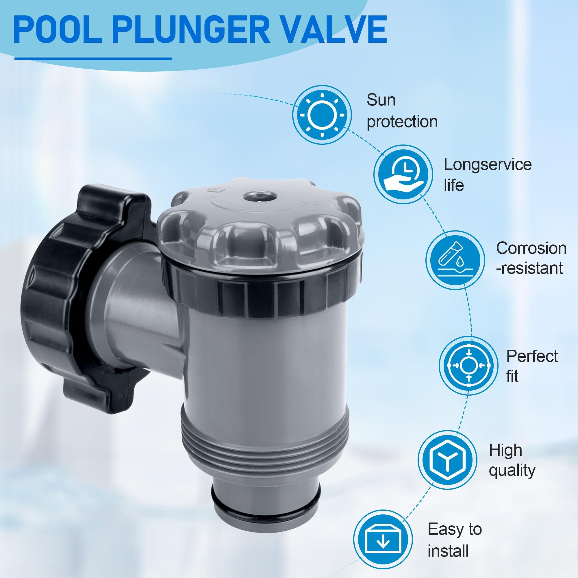 VáLvula De Entrada/Salida Para Compatible Con Coleman, Intex,Bestway,Piezas De Repuesto De Bomba De Piscina,Bomba De Filtro De Piscina Fuera Del Suelo,Para Manguera De 38 MM Pulgadas(2 Piezas)