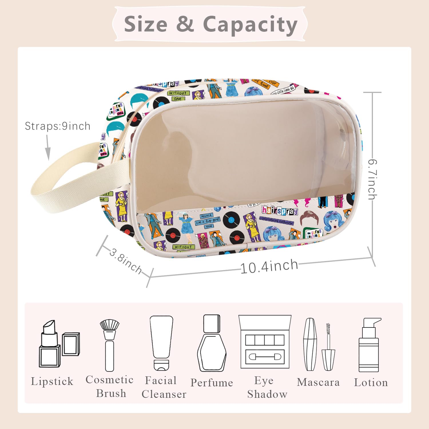 PLITI Theatre Musical Makeup Bag Musical Drama Lover Gifts Turnblad Inspired Gift Theater Fans Travel Pouch Tracy Fans Gift (Hairs MBU) - Image 2