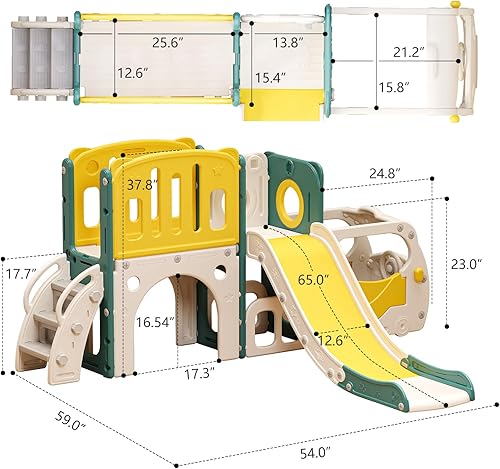 Miniatura 7 de Juego de tobogán para niños pequeños, para bebés, con temática de autobús, parque infantil con aro de baloncesto escalador para interiores y