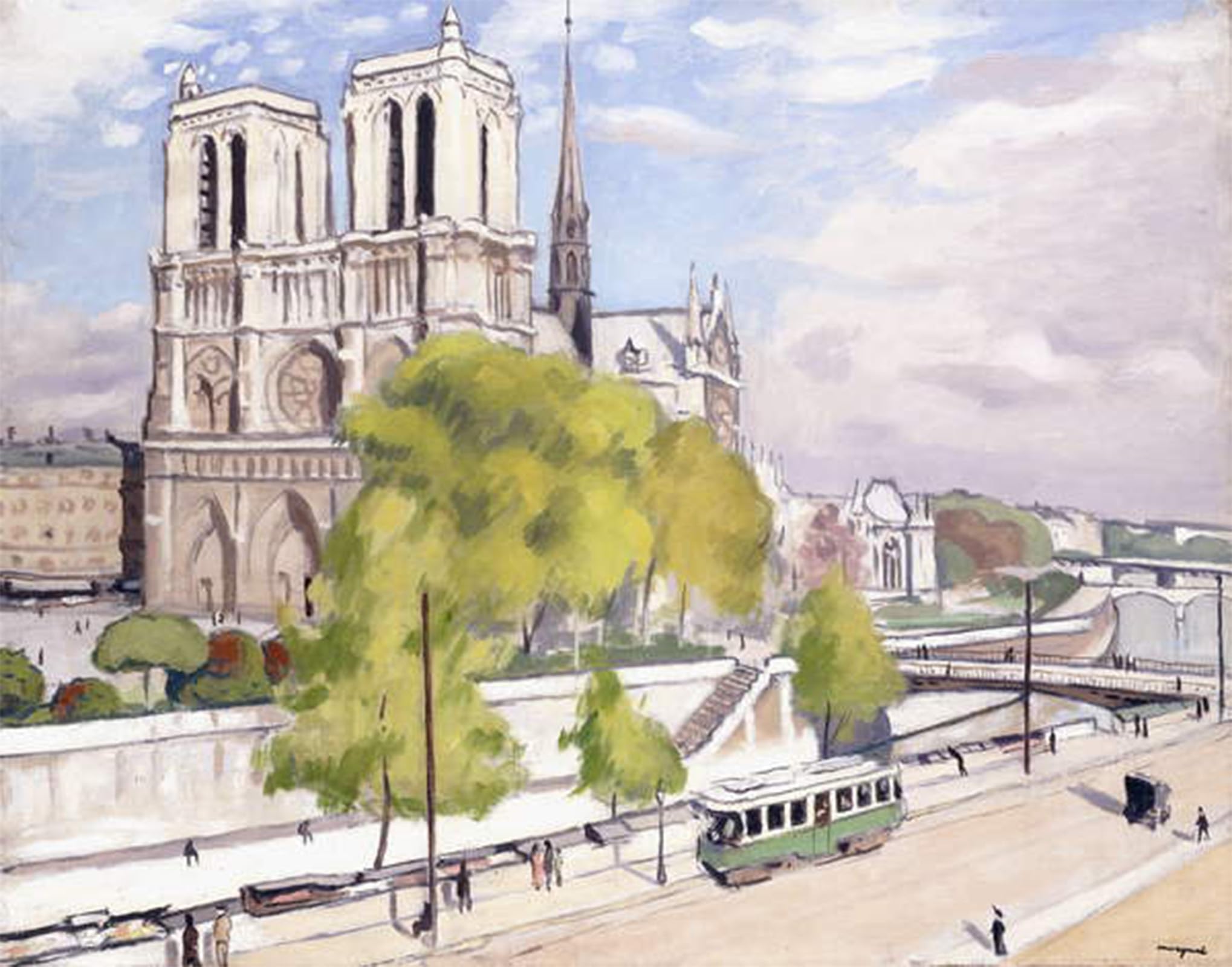 POSTERIIk Famous Modern Artwork Art Mural Paris the Seine and Notre Dame by Albert Marquet Oil Paintings Pictures for Home Decor 60x90cm