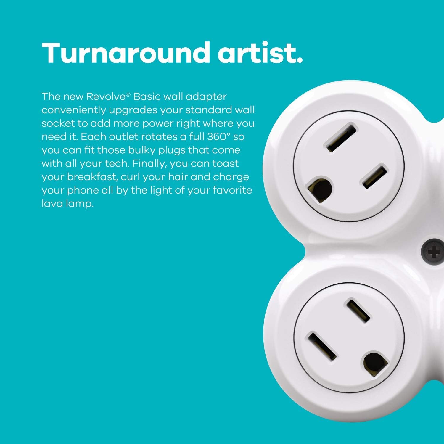 360 Electrical 36031 Revolve Basic 4 Rotating Adapter multi-outlet, No Size, white