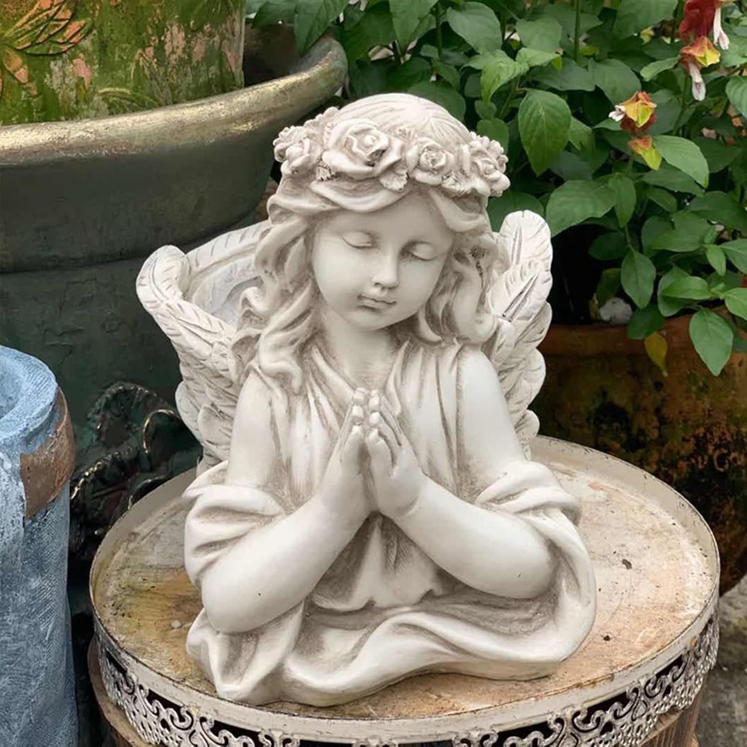 Prayer Angel Concrete Flower Pot Silicone Mold Succulent Planter Cactus Vase Plaster Mold Candle Pen Holder Mould Epoxy Resin Cement Clay Mould