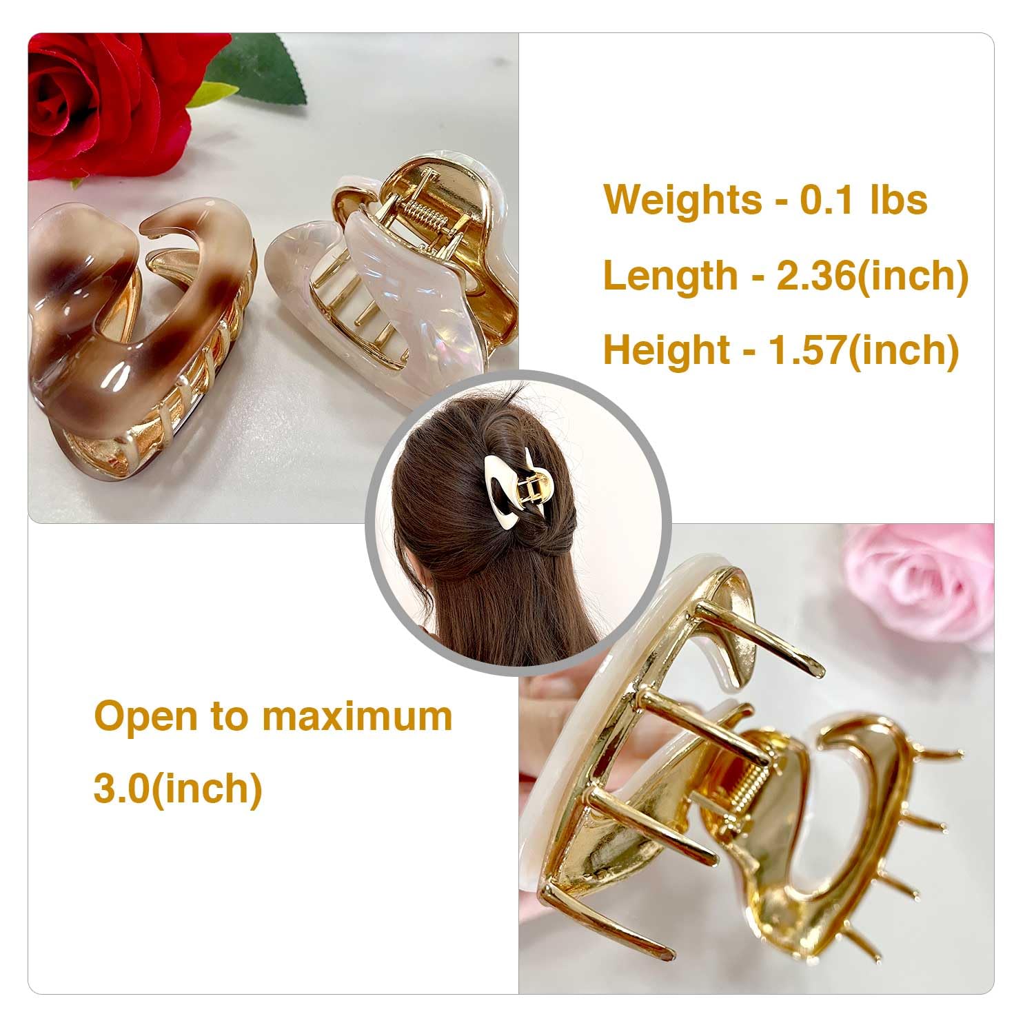 Set of 2 Marble Design Hair Claws MARBLE HAIR CLAWS | ENGRAVED – RATHER DELICATE main image 2