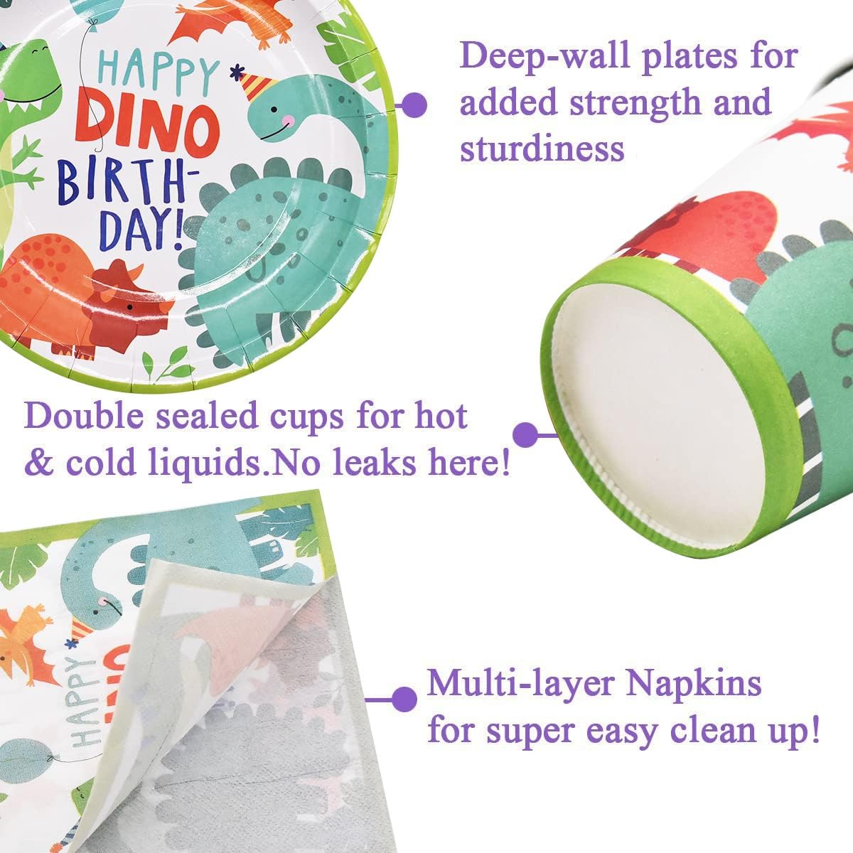 Dinosaur Party Tableware Set 76PC Kids Dinosaur Birthday Party