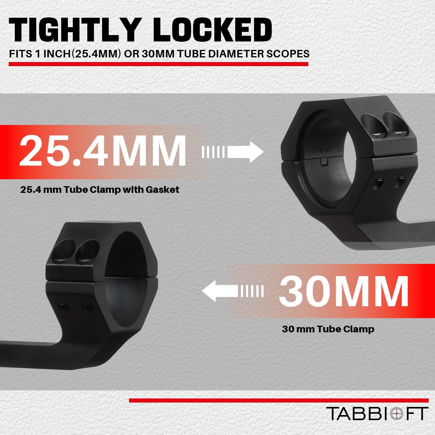 TABBIOFT Scope Mount, 25.4mm/30mm Dual Ring Optic Mount, 1.3" Center Height for 20mm Rail, for Outdoor Hunting