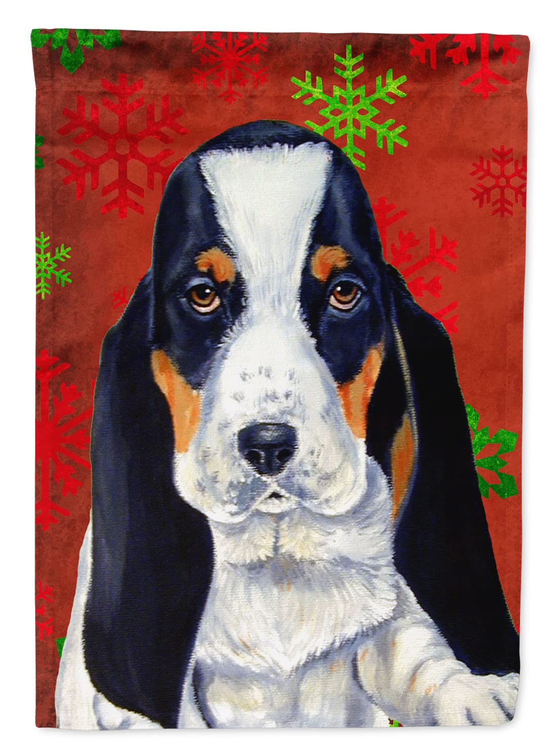 Drapeau Basset Hound Noël en toile robuste抗风不褪色