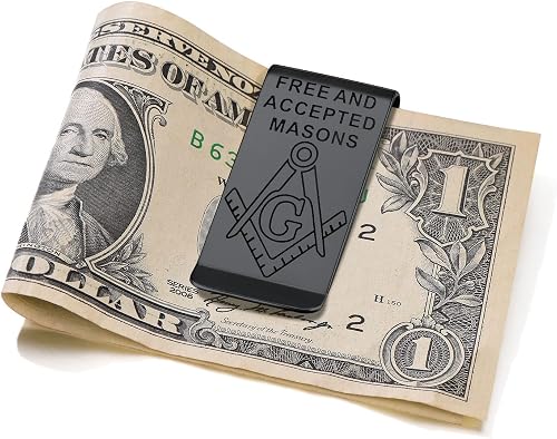ChainsProMax Black Mens Money Clip Masonic Money Clip Cash Clips