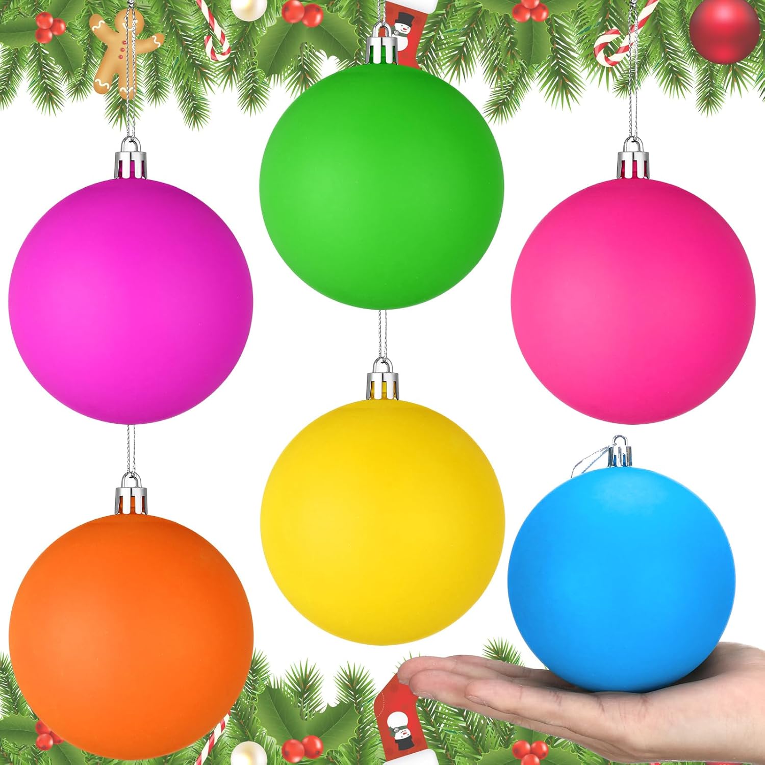 Simgoing 6 Pcs 4 Inches Large Christmas Balls Ornaments
