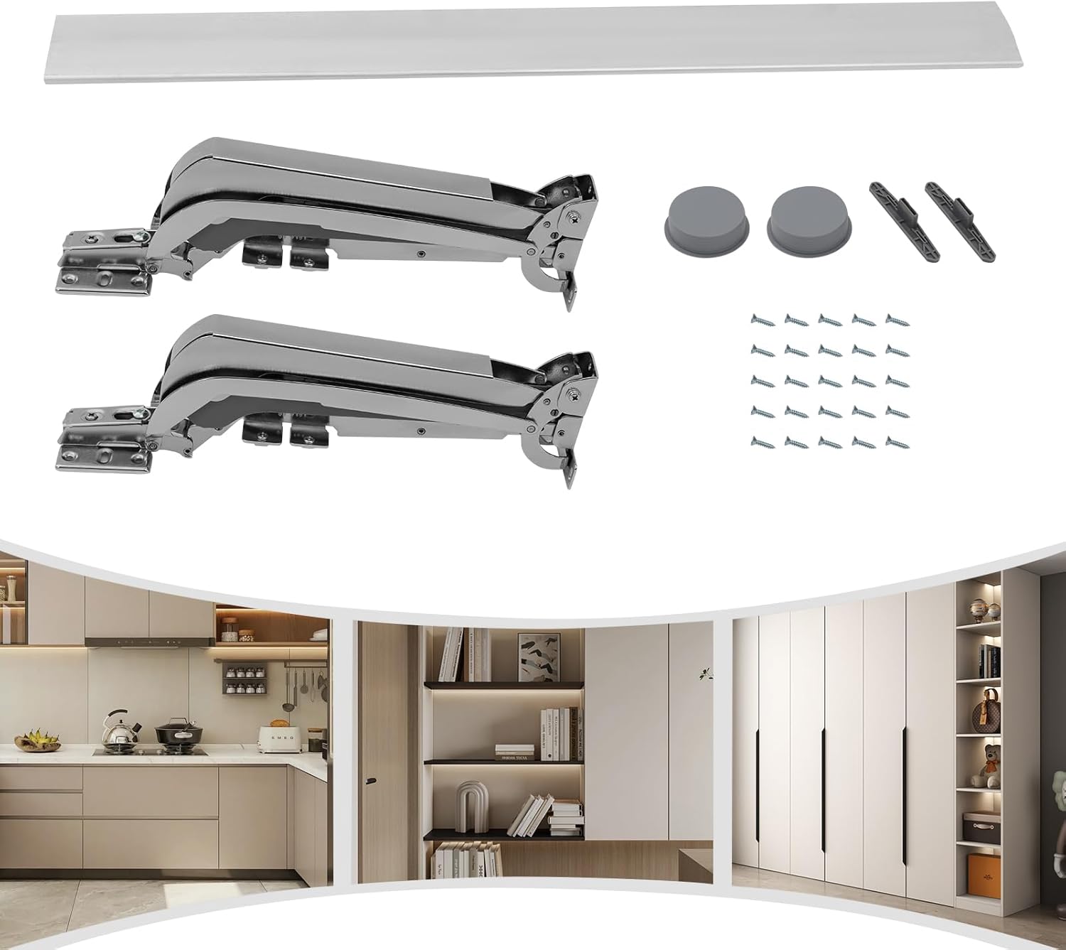 Lateral Opening Door Hinge Set, Hidden Door Hinge Kit Load-Bearing 19.8lb Heavy Duty Hinge, 180° Parallel Opening Cabinet Wardrobe Door Sliding