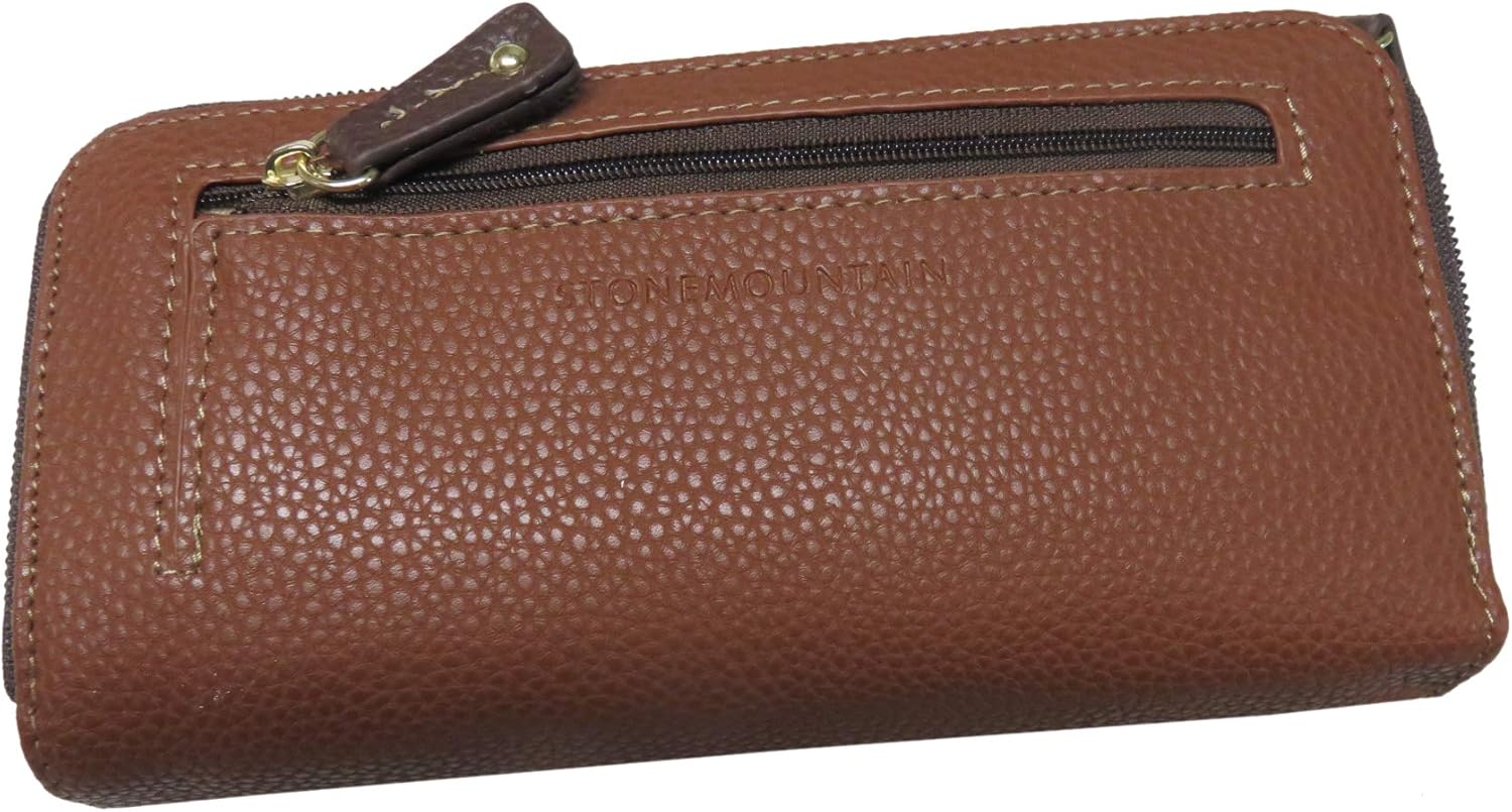 Stone Mountain Cornwell Leather Checkbook Wallet Cognac Brown