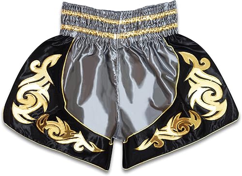 Miniatura 5 de Pantalones cortos de Muay Thai para niños (4 años a 10 años) para boxeo, kickboxing, artes marciales mixtas, entrenamiento para niños y niñas