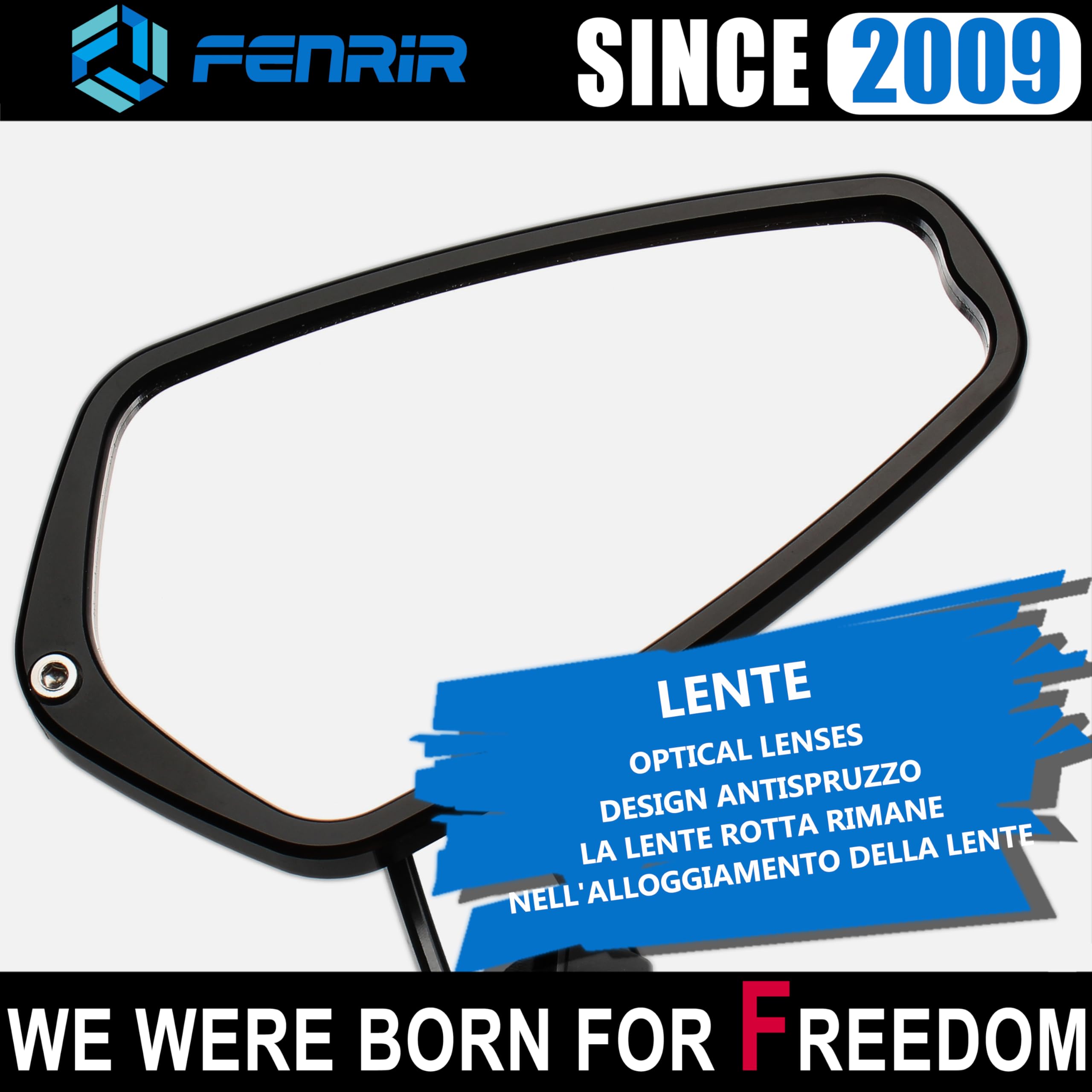 FENRIR (Nessuna Omologati)Specchietti Retrovisore Manubrio Moto End Bar Specchi CNC Lega di alluminio forgiata Antiriflesso Antivibrazione Lenti Con Curvatura Strada Sportiva Turismo Scooter 801-0374