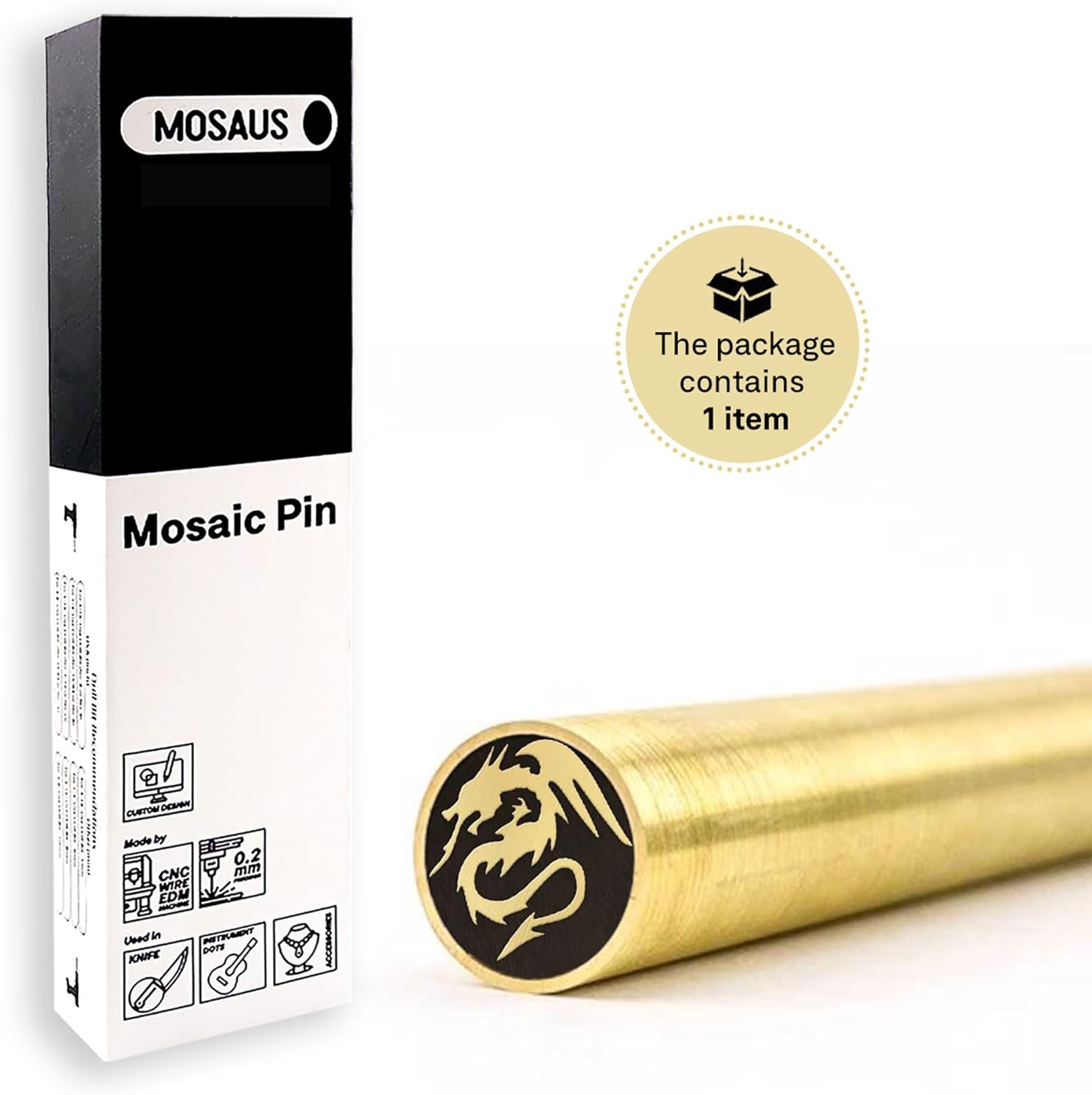 Mosaic Pin for Knife | Decorative Brass Heavy Duty Knife Handle Pins for Fixed Blade Knives | Handmade Pocket Knife Pins Tools (Dragon, 5/16" (8mm)