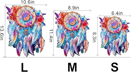Miniatura 6 de Masseruon Rompecabezas de madera para adultos, atrapasueños de Yin Yang, rompecabezas de forma única (S, 90 piezas, 8.3 x 6.4 pulgadas), el mejor