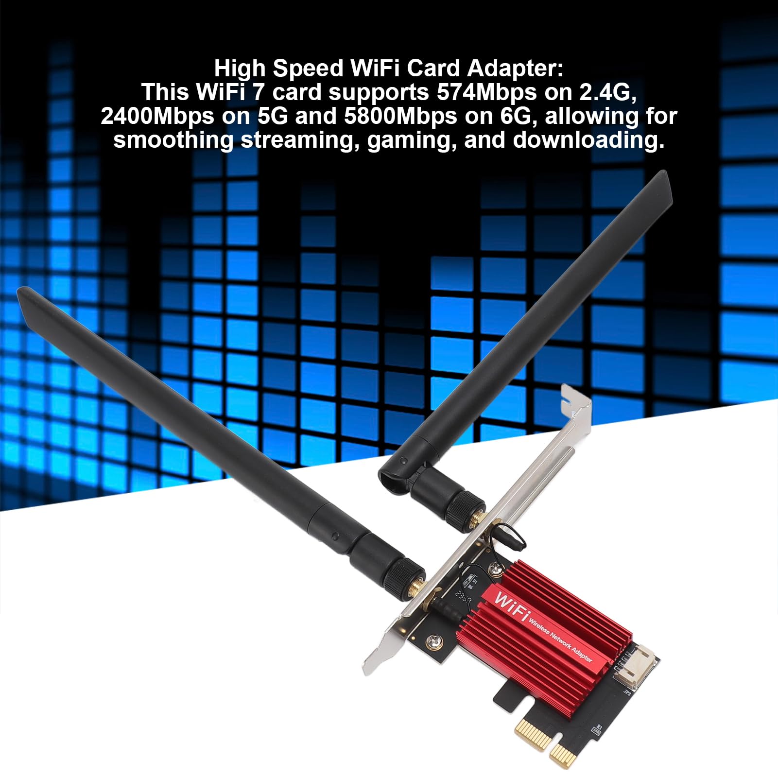 Scheda PCIe WiFi 7, Scheda WiFi PCIe per PC, Adattatore di Rete Wireless Tri Band 574Mbps 2400Mbps 5800Mbps, Scheda di Rete WPA4 BE200NGW per Giochi per PC 10 11, Streaming