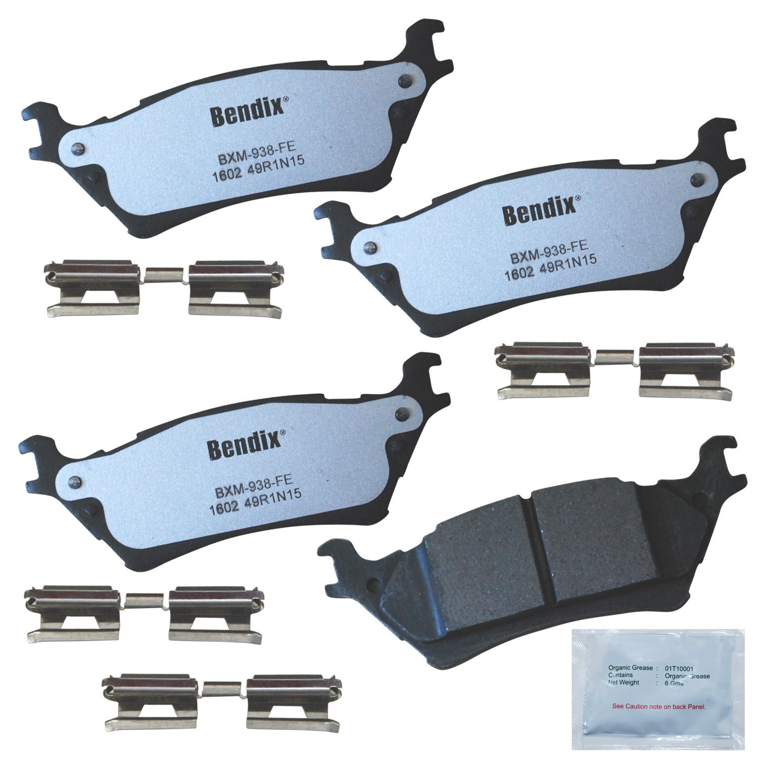 Bendix Fleet Metlok MKD1602FM Semi-Metallic Rear Brake Pads for Ford F-150 2020-2012, Lobo 2020-2015, Lincoln Mark LT 2014-2012