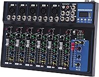Vista 24 de Mini mezcladores de DJ de 5 canales, mezclador de audio en vivo, tablero de sonido con USB, interfaz de audio con 48 V Phantom Power Sonidos