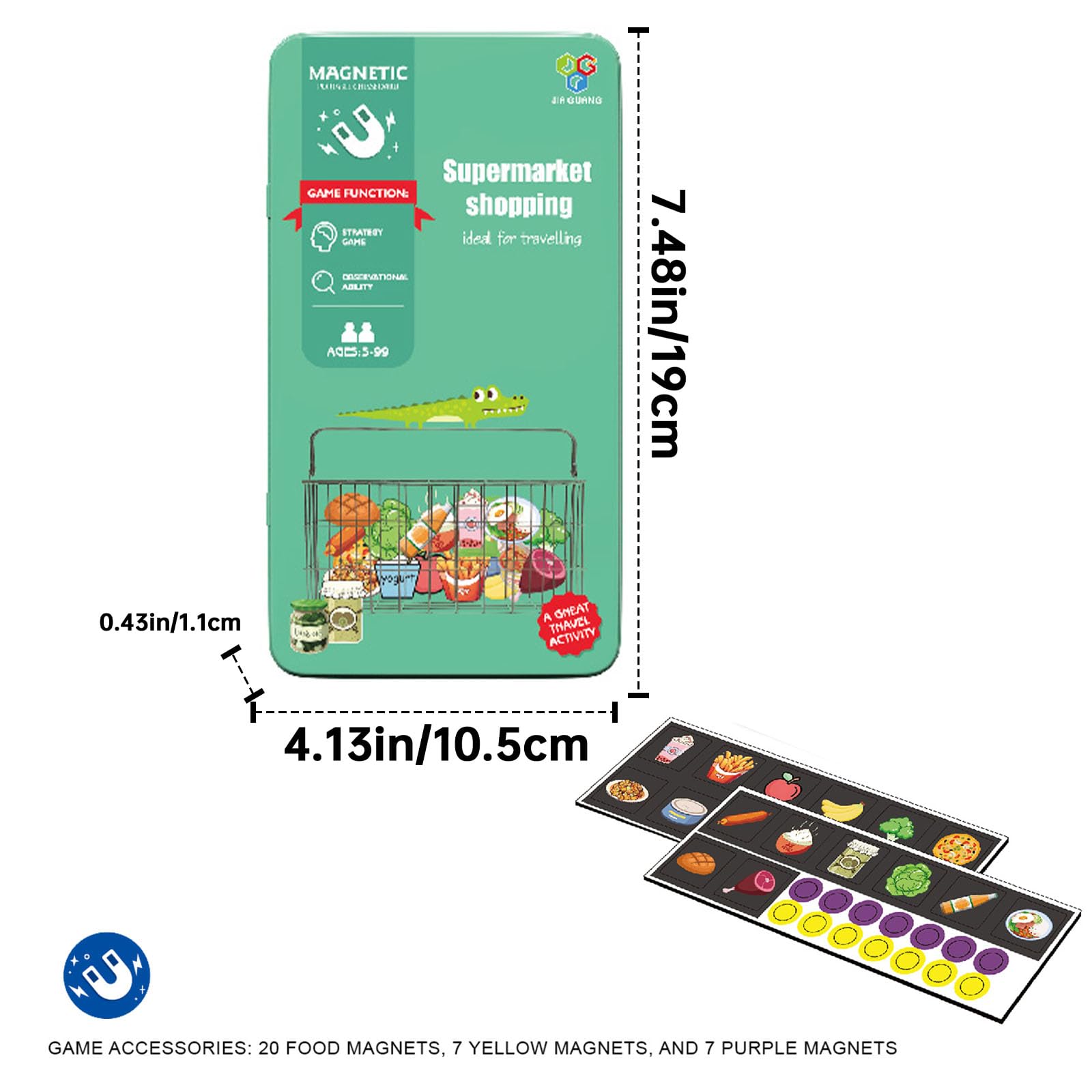 Magnetic Travel Game, Mini Board Games, Shopping List Game, Travel Size Games, Magnetic Travel Foldable Chess Board - Image 2