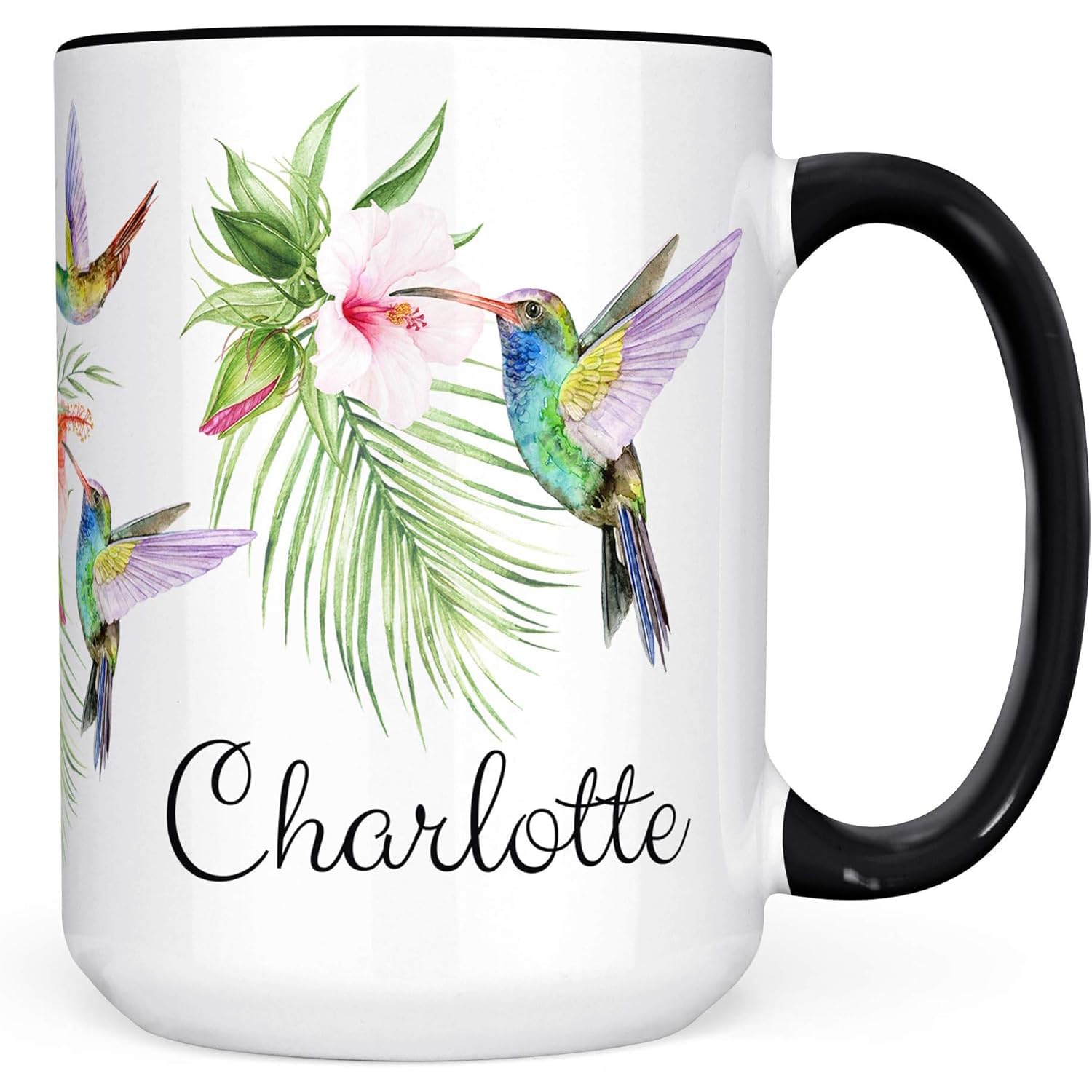 Personalized Hummingbird Name Ceramic Coffee Mug 11 or 15 oz