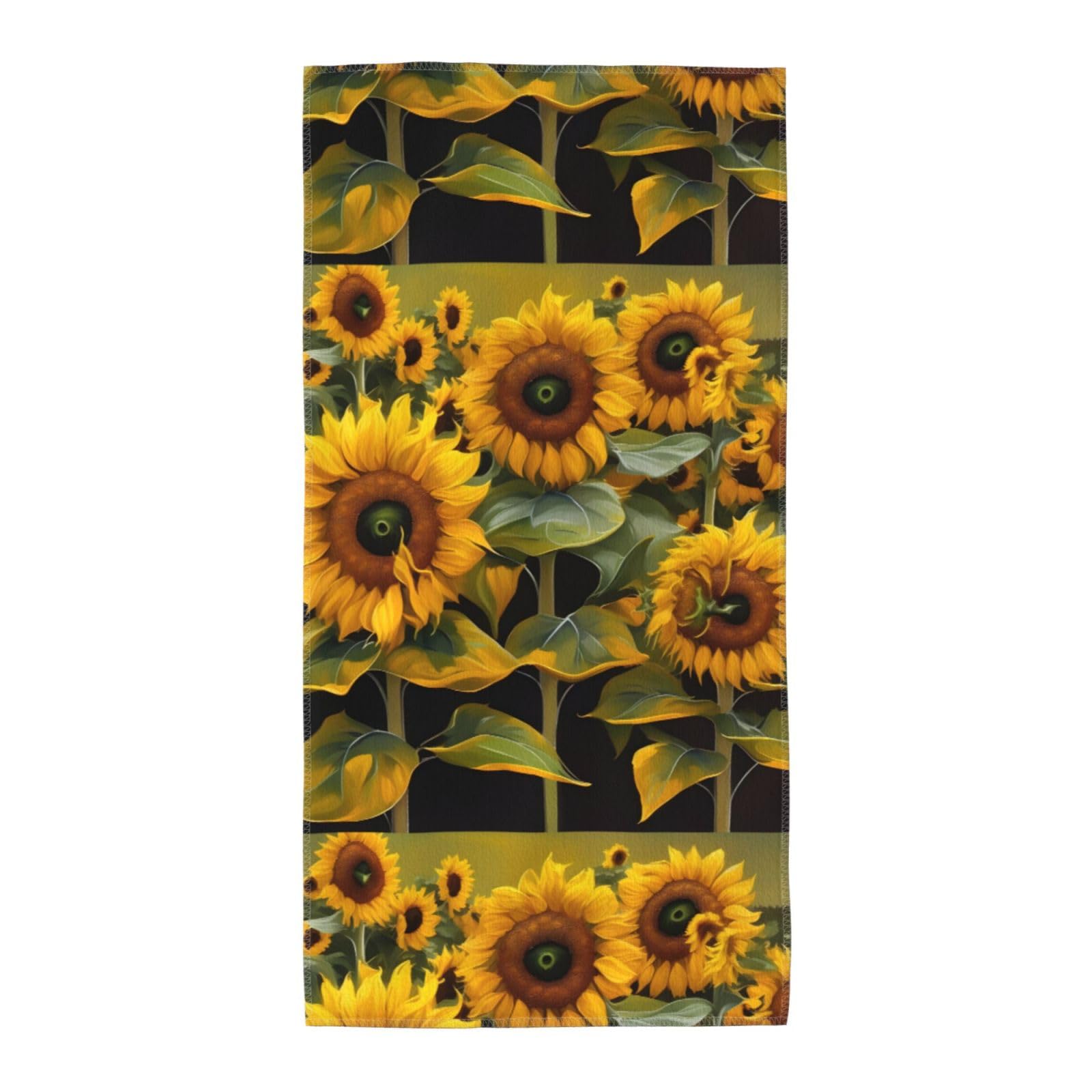 Sunflowers Print Towel, Towels Thick Face Towels Fast Drying Washcloth For Bath, Spa, Gym