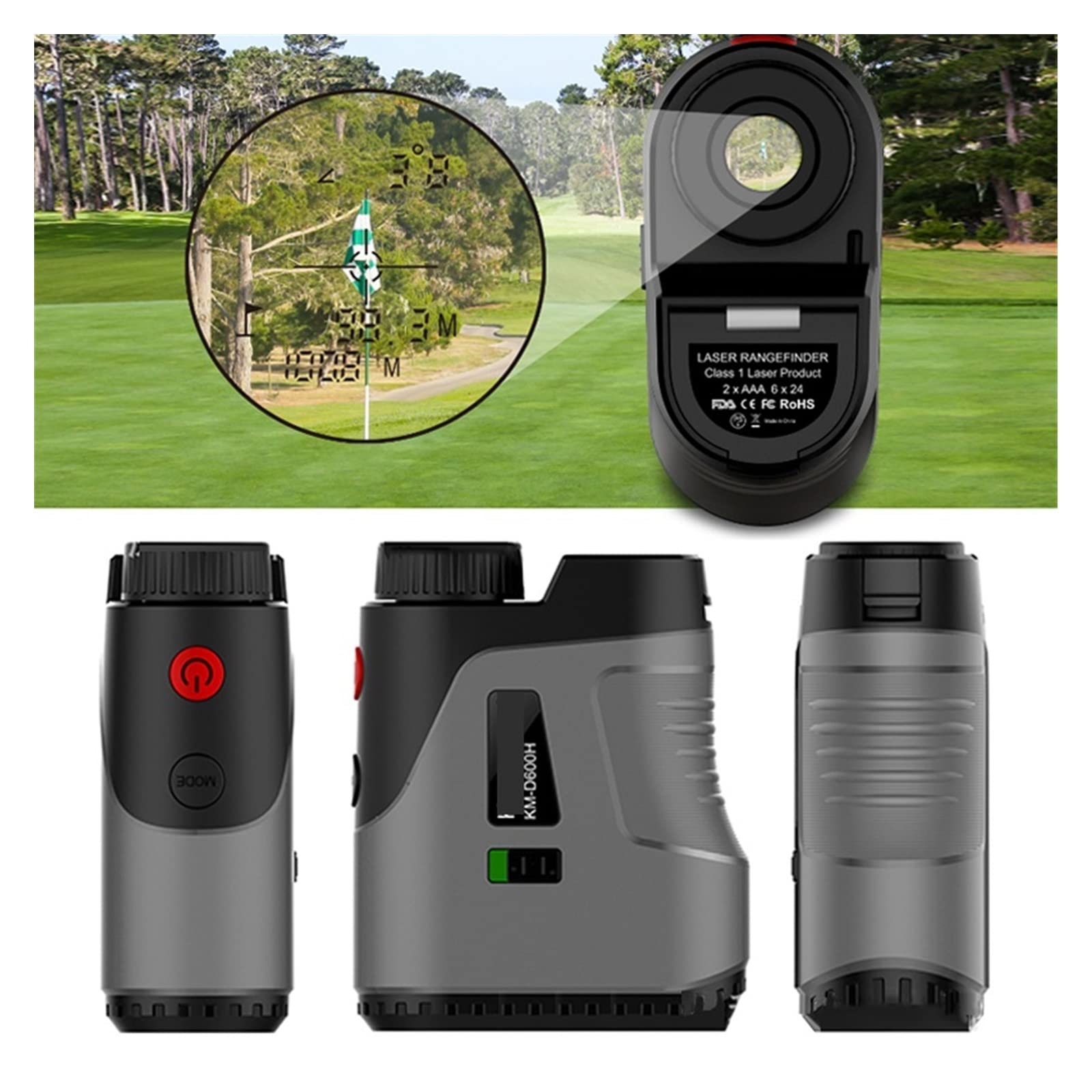 Medidor de Superficie terrestre Telémetro Golf telescopio telémetro láser Recargable 450M 600M 800M 1000M medidor de Distancia láser for encuesta de Deportiva para Terreno montañoso(800m)