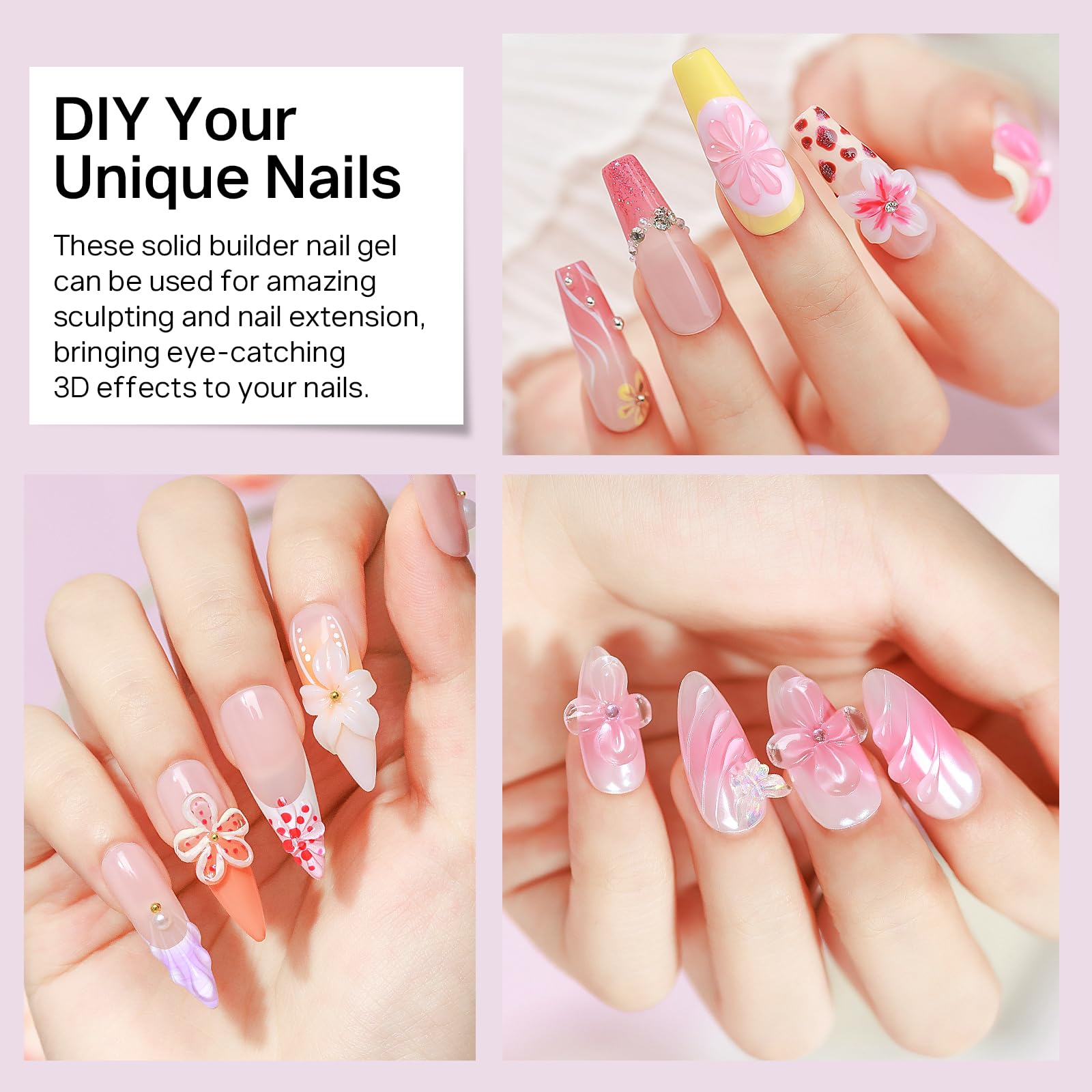 MIZHSE Builder żel do przedłużania paznokci i 3D Nail Art, klej do paznokci, żel 3D lakier do paznokci UV, narzędzie do manicure "zrób to sam"