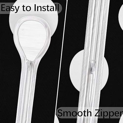 Miniatura 3 de UOYO Mantel redondo ajustado de lunares negros con agujero para paraguas, para exteriores, elástico, impermeable, con cremallera, para patio,