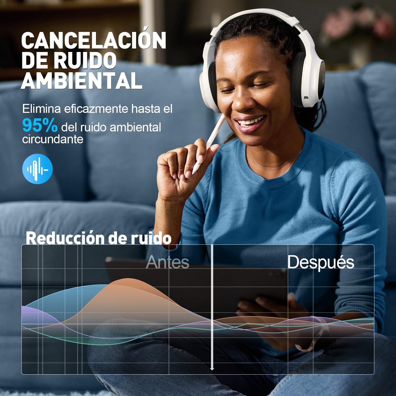 Cascos Gaming Inalambricos para PS4, PS5, PC, Mac, Switch, Auriculares Gaming Inalambricos con Cancelación de Ruido y Luz RGB, 2,4 GHz, Sonido Estéreo 7.1, Blanco