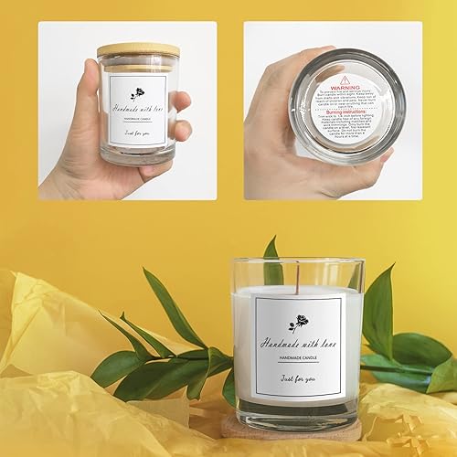 Miniatura 5 de Artcome Juego de 16 tarros de vidrio para velas con tapas de bambú para hacer velas, 16 tarros de velas vacías de 7 onzas, 16 tapas de bambú, 16