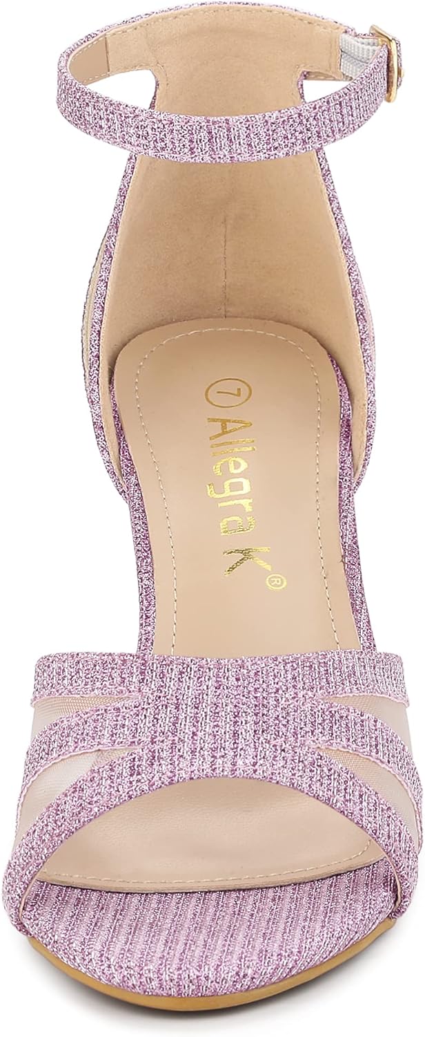 Allegra K Women's Glitter Ankle Strap Purple Stiletto Heels Sandals 10.5 m US - Image 2