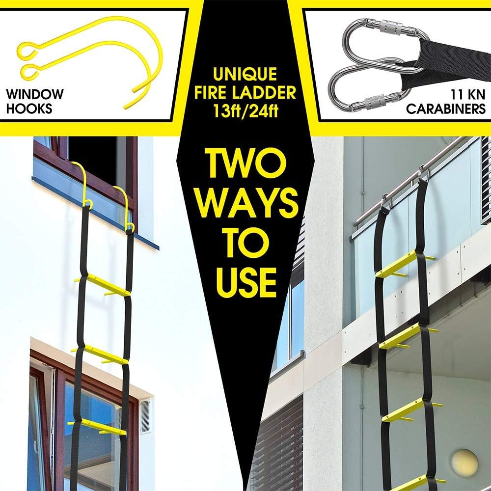 Black Friday 🔥 ISOP Fire Rescue Ladder 13ft | Retractable Ladders for 2 Story Homes | Compact & Portable | Rope Ladder Suitable for Balcony & Windows Escape (13ft)
