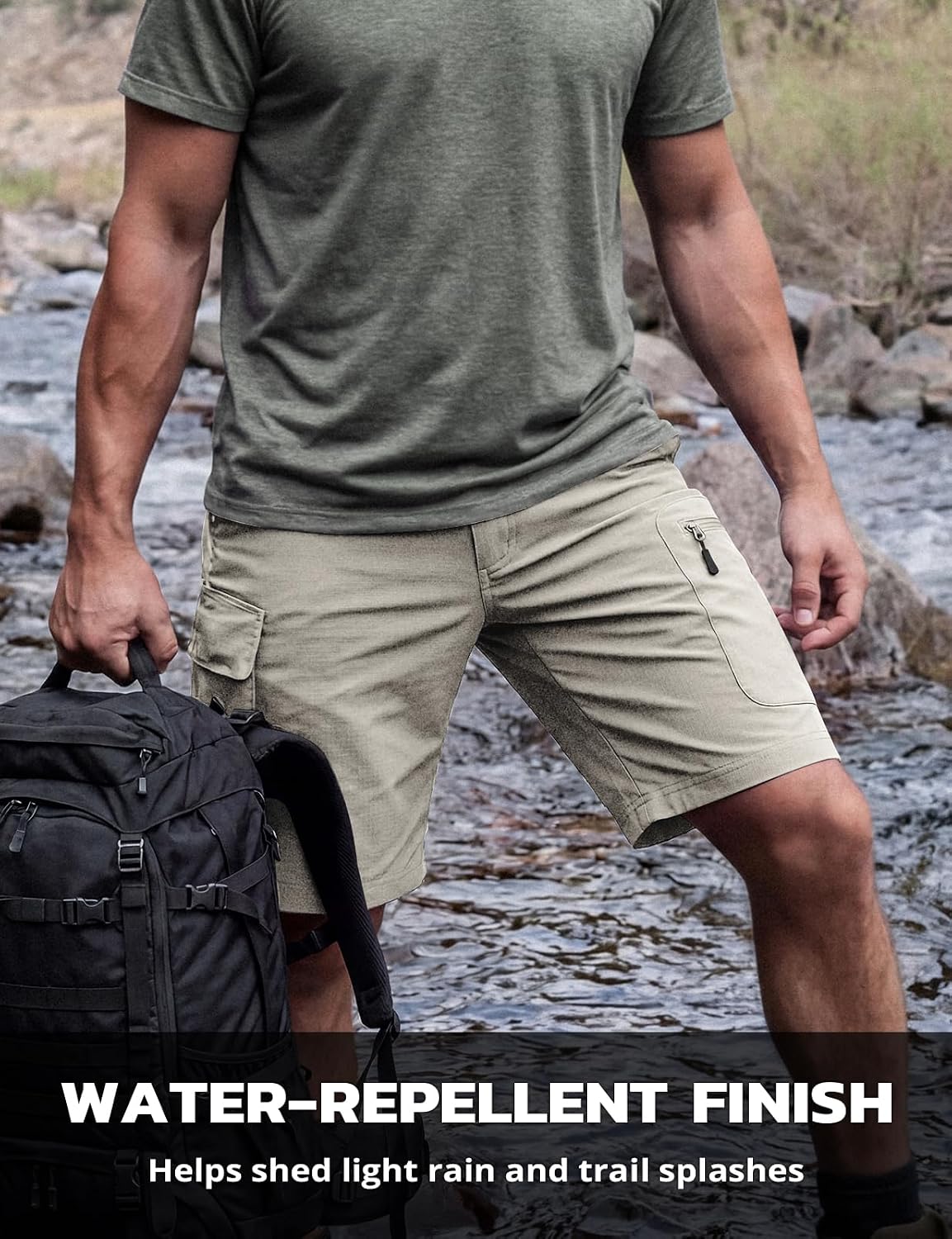 Hiauspor Men's Hiking Cargo Shorts: Quick Dry Lightweight with 6 Pockets