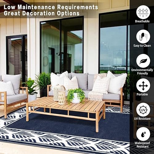 Miniatura 9 de HUGEAR Alfombra de exterior para patios, impermeable, alfombra de exterior grande, hecha de paja de plástico reversible, para campamento, caravana