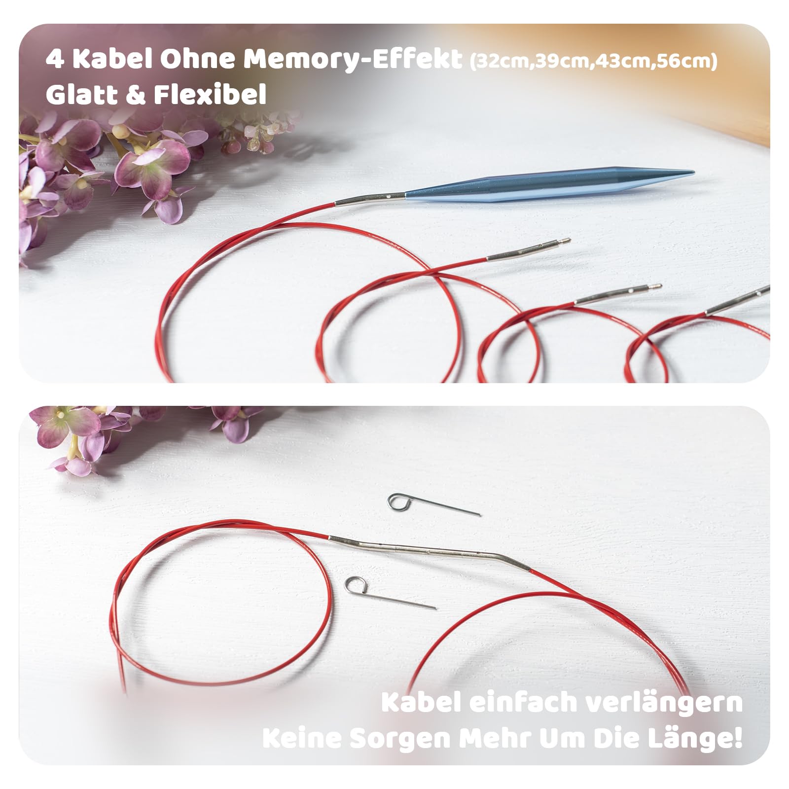 RUIDI Rundstricknadeln Set Austauschbar, 13 Paare mit Etui & Zubehör | Größen 2,75-10 mm, 10 cm glatte Aluminium-Nadelspitzen, 4 flexible Kabel ohne Memory-Effekt für vielseitige Strickprojekte