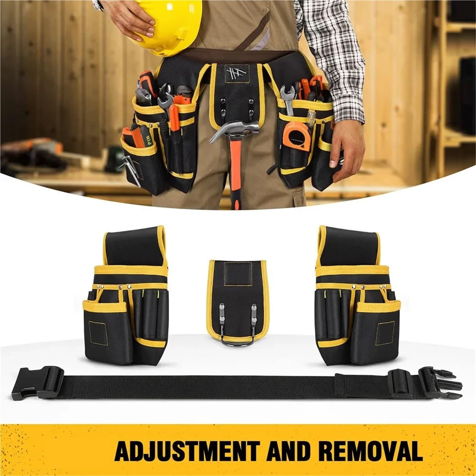 Juego de bolsas herramientas tela Oxford con cinturón magnético, soporte for martillo, bolsa for succión uñas, organizador, electricista y carpintero Para Carpintero Constructor