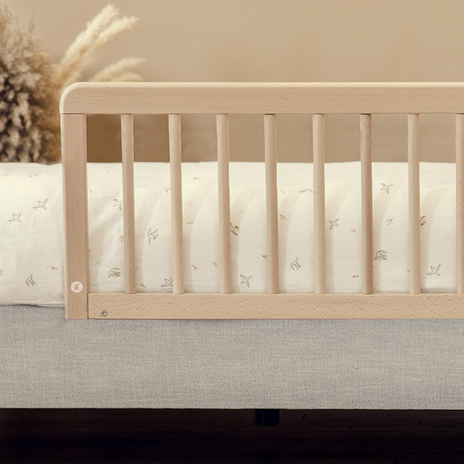 Kadolis - Barrera de Cama Turia de Madera Maciza - A110cm x A41cm - Asegurada con Barras macizas - Protege contra Las caídas