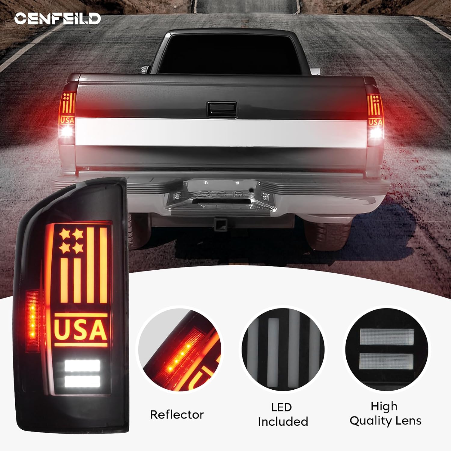 led tail lights assembly fit for dodge ram 1500 2007-2008, for dodge ram 2500 3500 2007-2009 pickup truck [factory halogen type], taillights rear brake lamp set, smoked lens smoked lens + tb led tail lights (2-piece)