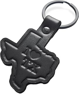 Boostnatics I Love (Heart) Texas Handmade Embossed Leather Keychain Keyring (Black)