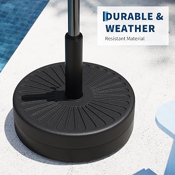 Patio Umbrella Base 80lb Capacity Heavy Duty Design with Adjustable Pole