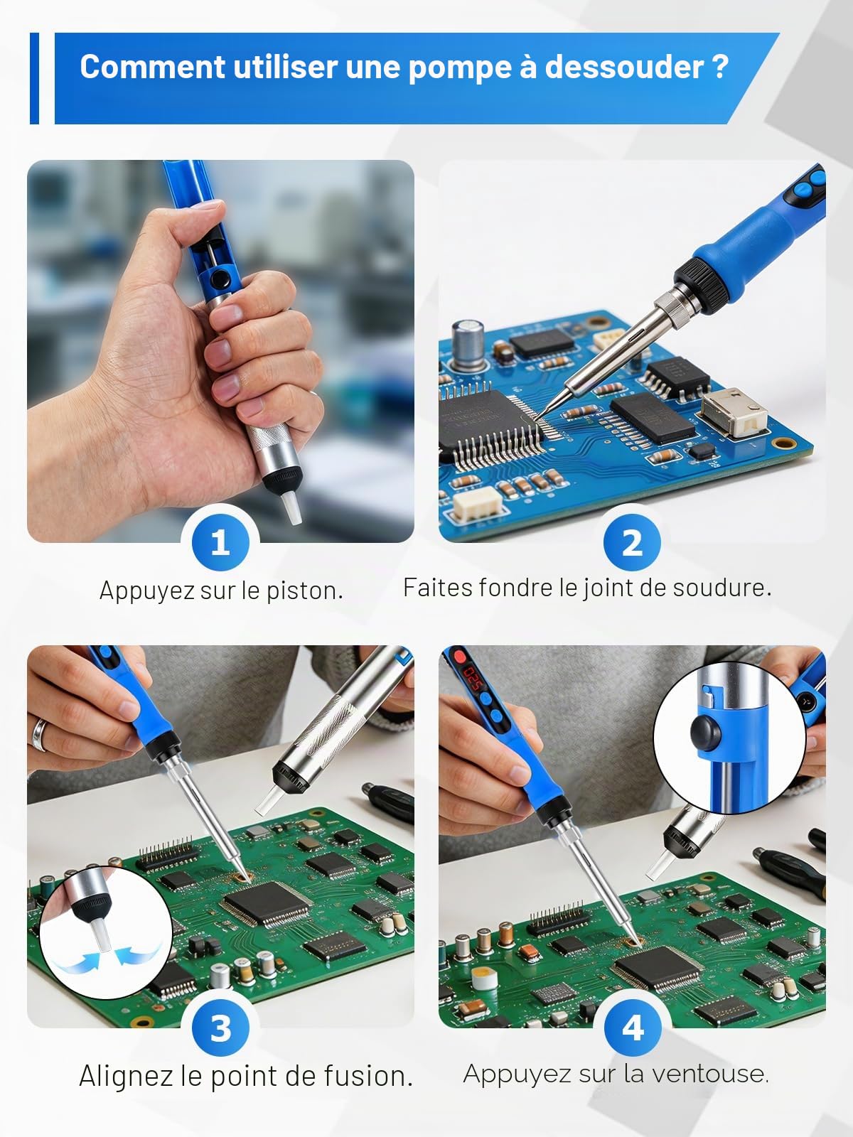 120 W Kit de Fer à Souder Numérique, Ecran LCD, Température Réglable 180-520 °C, Kit Soudage 15 en 1 Comprenant 5 Pannes, Une Pompe à Dessouder et La Soudure Pour L'électronique