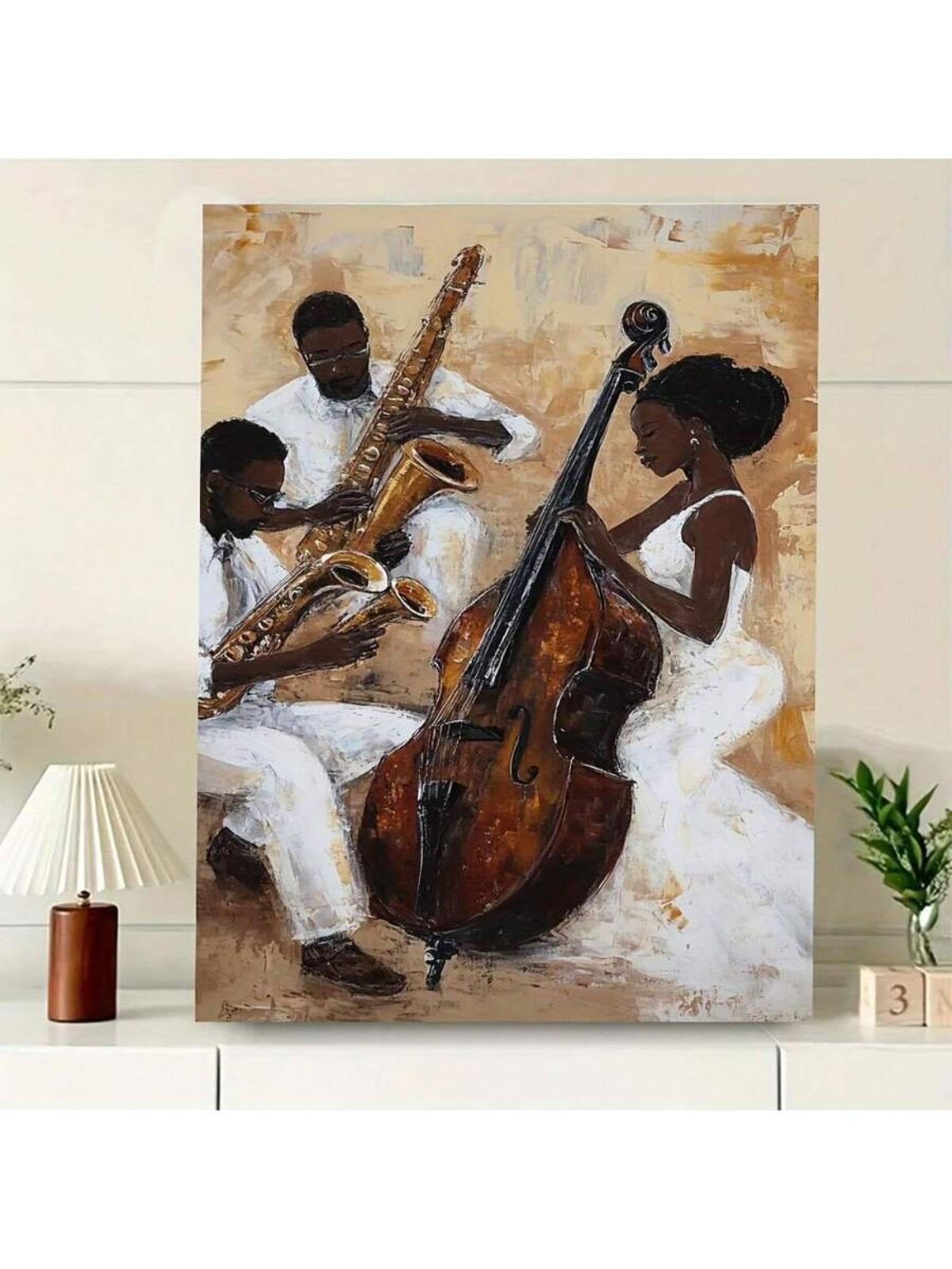 lianyibo 1 sztuka abstrakcyjna muzyka jazzowa plakat na płótnie wydruki artystyczne do salonu sypialni jadalni biura wystrój 60 x 90 cm bez ramki
