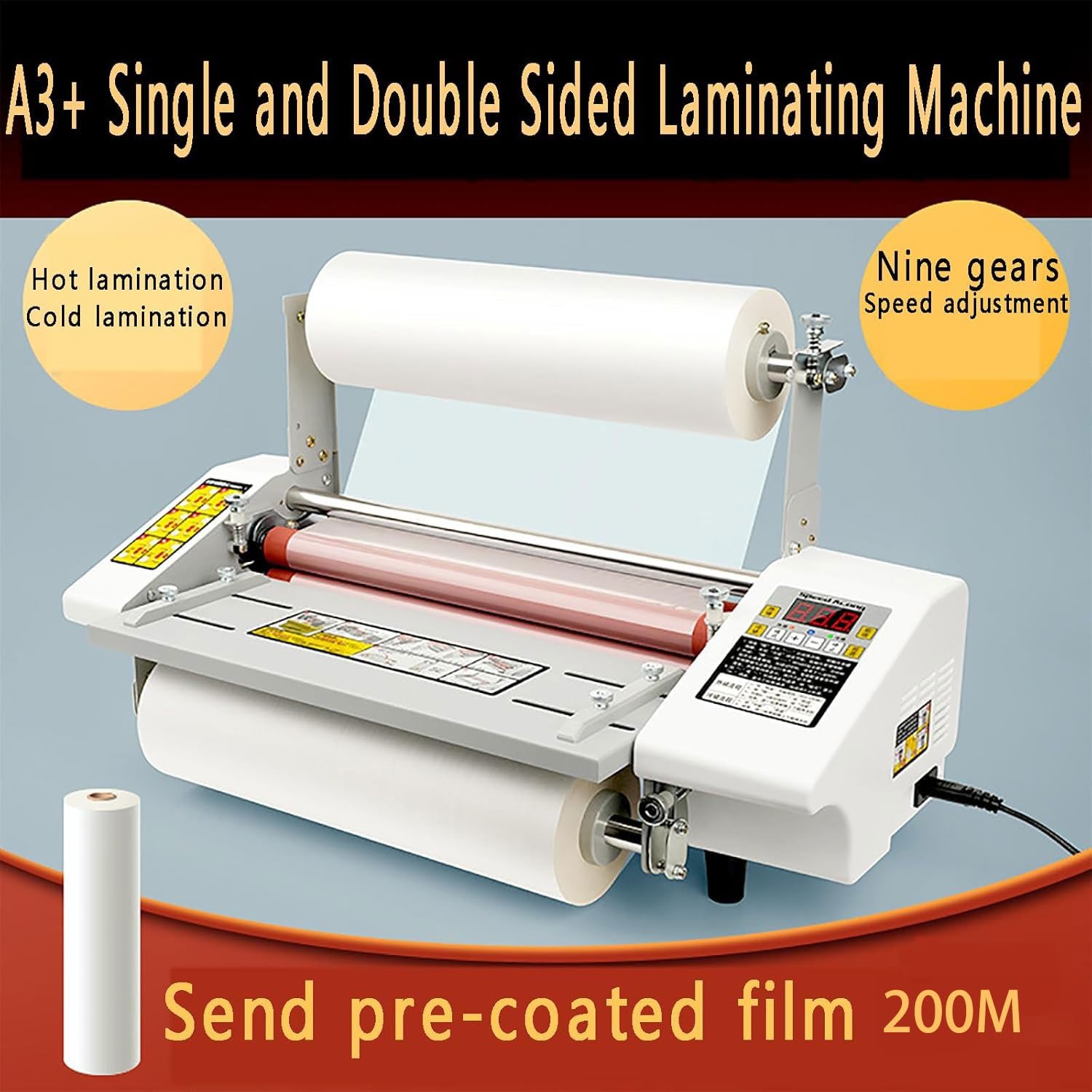 Plastificatrice A Caldo/Freddo Per Pellicole, Macchina Per Laminazione Fotografica Industriale E Commerciale, Laminazione Monofacciale E Bifacciale, Regolazione A Nove Velocità, Preriscaldamento Di 3