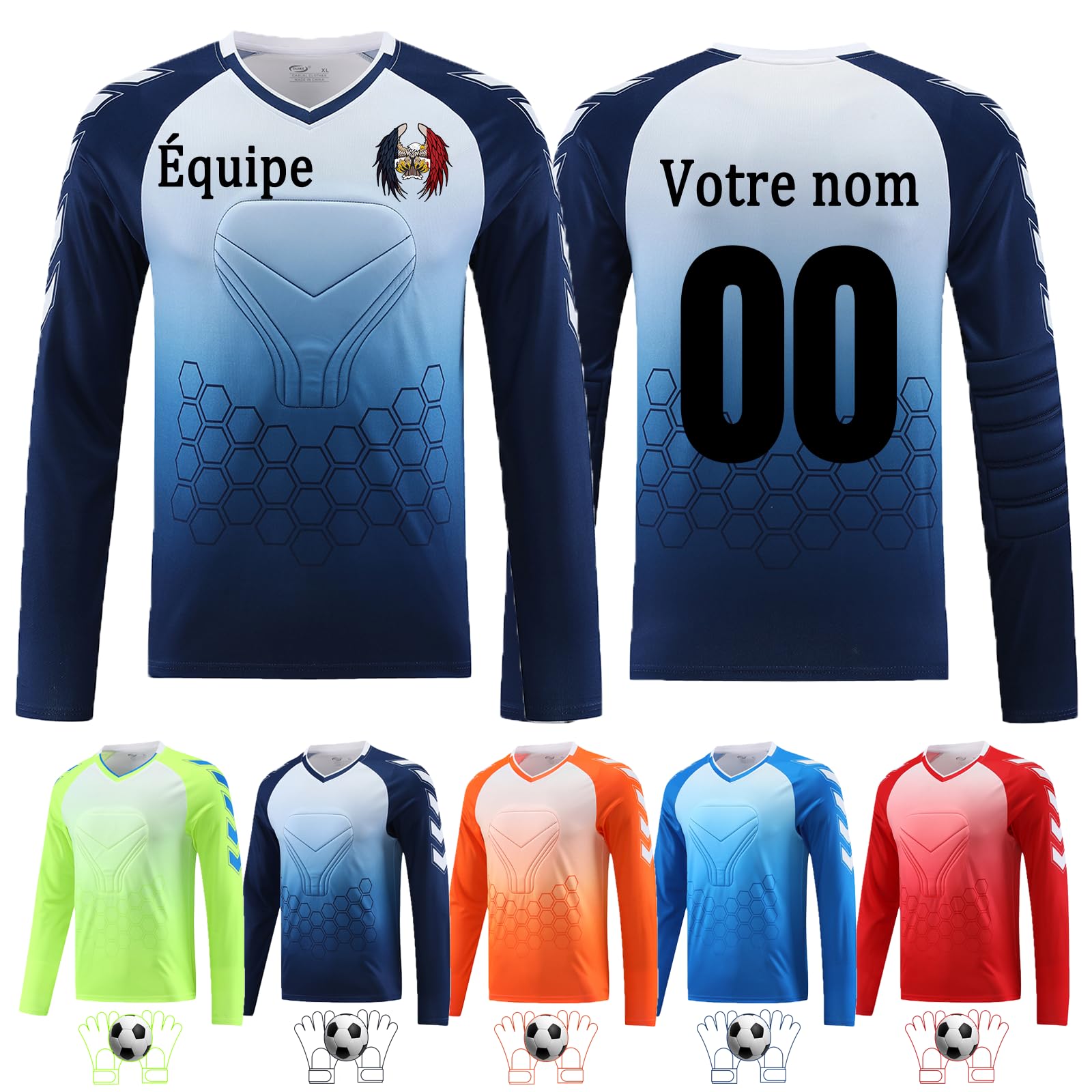 Maillots de Gardien de Football Homme Enfant Personnalisés Maillot Gardien Foot de But Adulte Enfant Personnalisé Tenue Gardien Foot avec Votre Nom Numéro de Logo D'équipe