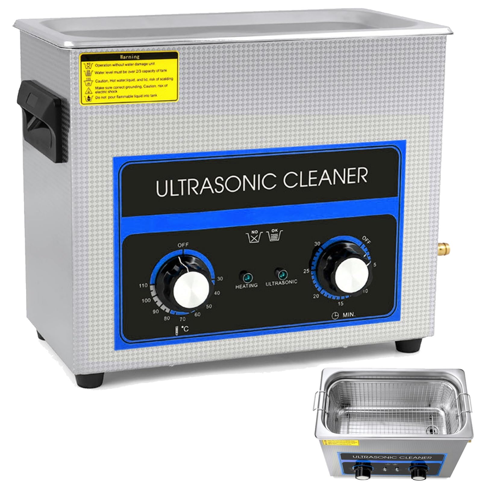 Pulitore sonico da 6,5 ​​litri con timer riscaldatore, cestello, macchina for cavitazione sonica digitale professionale, macchine for la pulizia da 180 W, tipo a manopola meccanica