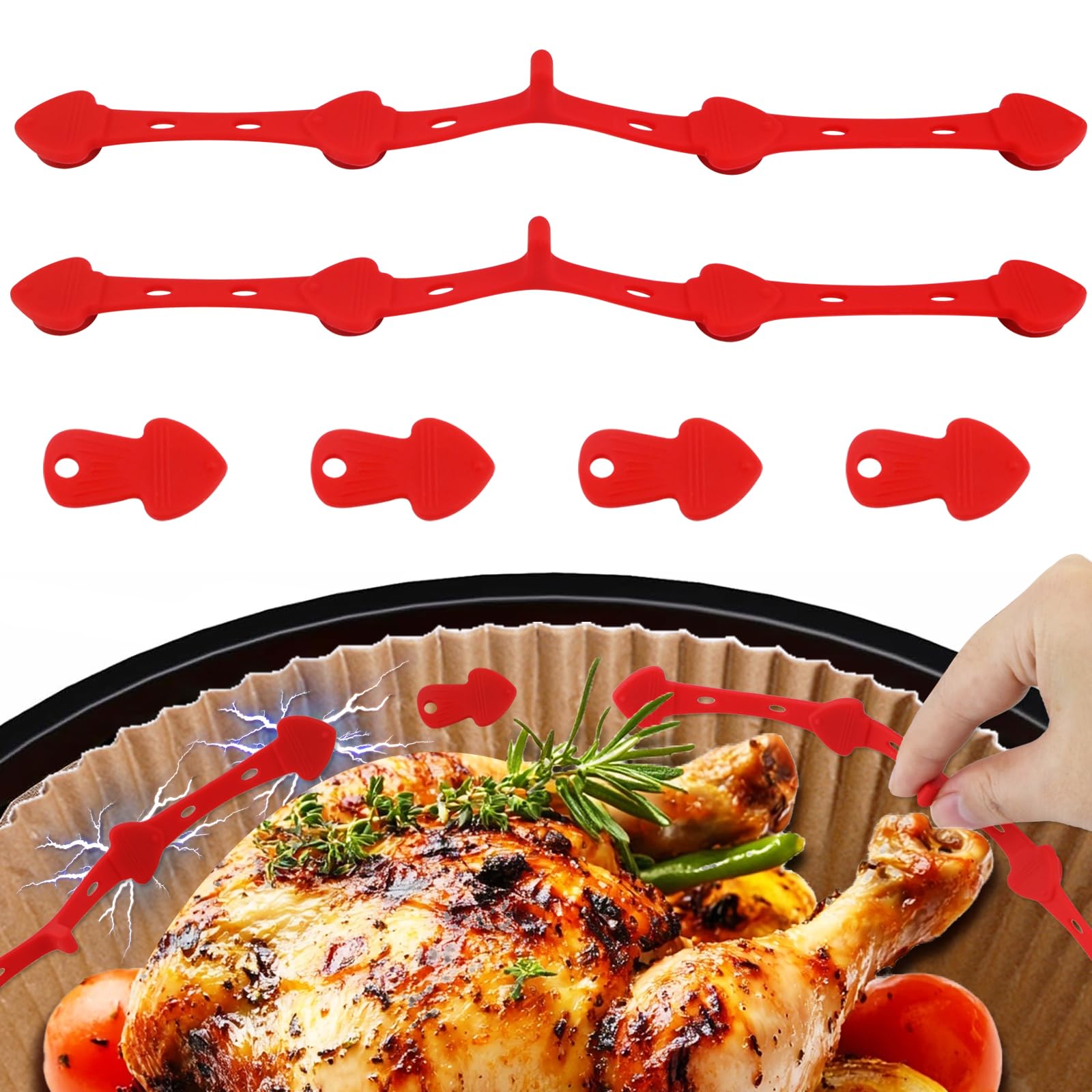 Magnete für Airfryer Backpapier, 6 Stück Silikon Magnet Befe