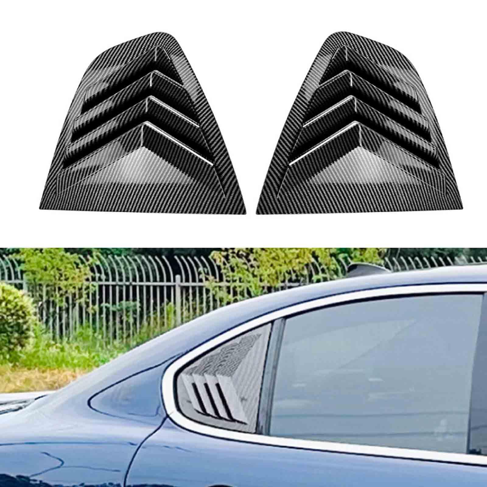 YPFYBHD Rear Window Louver Shutter, Compatible with Alfa Romeo Giulia 2015+, 2Pcs Triangle Blinds, Side Vent Panel Decoration Cover, Carbon Fiber Look
