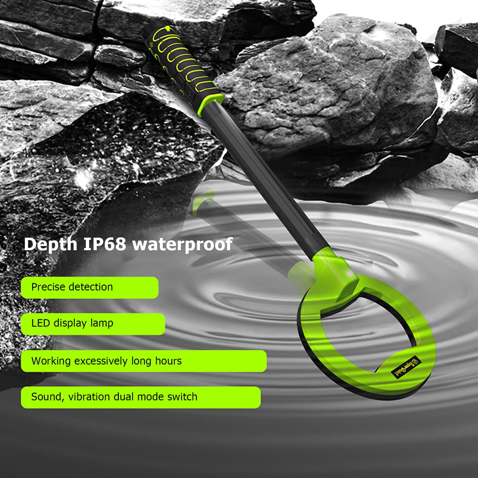 Metal Detector Portatile Ricaricabile, Rilevatore di Caccia Al Tesoro Subacqueo, IP68 Impermeabile, con Allarmi Acustici e Vibranti, per Immersioni (verde)