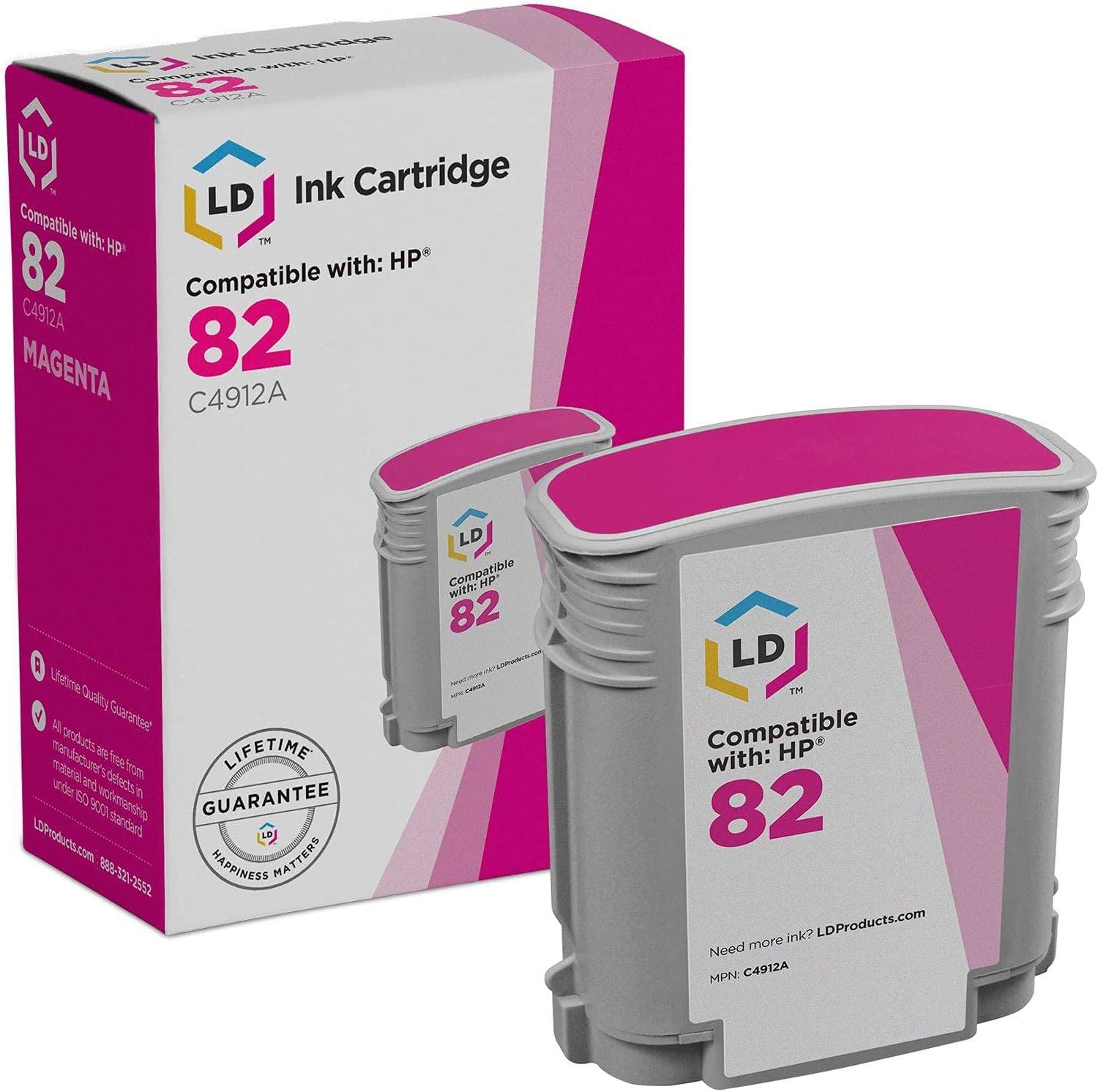 LD Products Remanufactured Replacement for HP 82 Ink Magenta C4912A Cartridge for Use with Designjet 500 500ps 500Plus 800 800ps 815 815mfp 820 820mfp cc800ps (1-Pack)