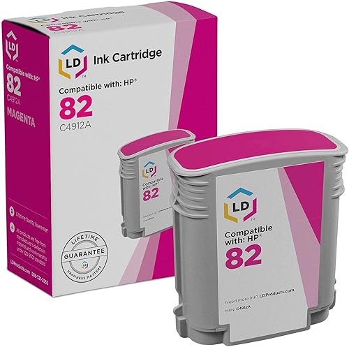 LD Productos remanufacturados Reemplazo para HP 82 Tinta Magenta C4912A Cartucho para uso con Designjet 500 500ps 500Plus 800 800ps 815 815mfp 820
